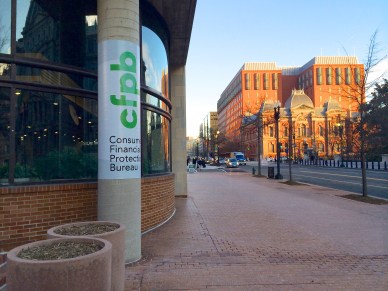 Exterior of the Consumer Financial Protection Bureau, Washington, DC USA