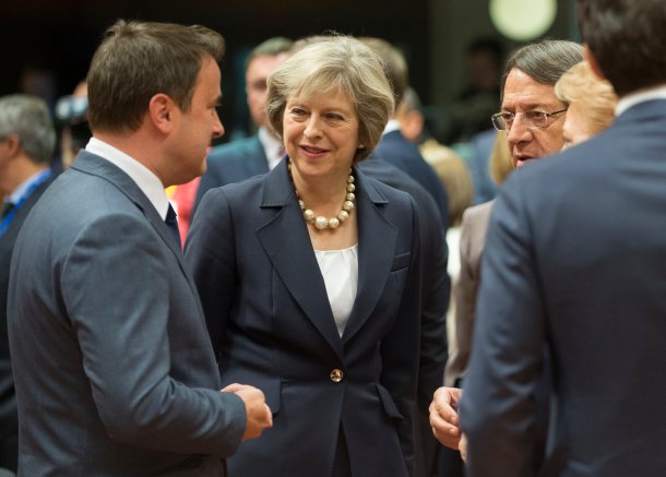 British Prime Minister Theresa May at the European Union Council meeting in Brussels.